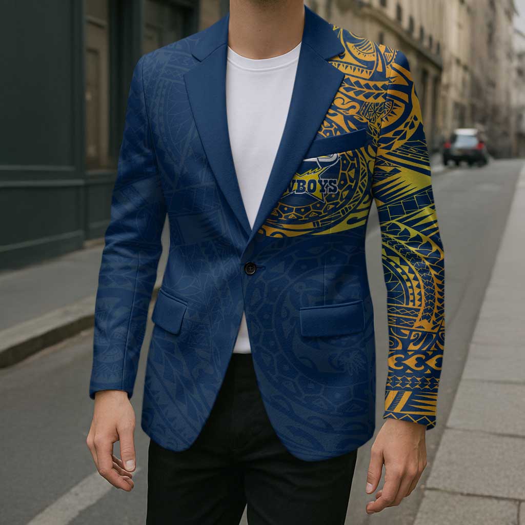 Personalized North Queensland Cowboys Blazer Polynesian Tribal Chest and Sleeve Tattoo