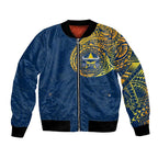 Personalized North Queensland Cowboys Bomber Jacket Polynesian Tribal Chest and Sleeve Tattoo