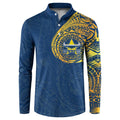Personalized North Queensland Cowboys Button Sweatshirt Polynesian Tribal Chest and Sleeve Tattoo
