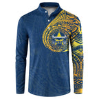 Personalized North Queensland Cowboys Button Sweatshirt Polynesian Tribal Chest and Sleeve Tattoo