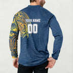 Personalized North Queensland Cowboys Button Sweatshirt Polynesian Tribal Chest and Sleeve Tattoo