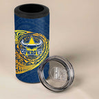 Personalized North Queensland Cowboys 4 in 1 Can Cooler Tumbler Polynesian Tribal Chest and Sleeve Tattoo