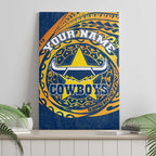 Personalized North Queensland Cowboys Canvas Wall Art Polynesian Tribal Chest and Sleeve Tattoo