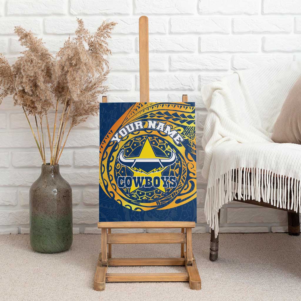 Personalized North Queensland Cowboys Canvas Wall Art Polynesian Tribal Chest and Sleeve Tattoo
