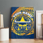 Personalized North Queensland Cowboys Canvas Wall Art Polynesian Tribal Chest and Sleeve Tattoo