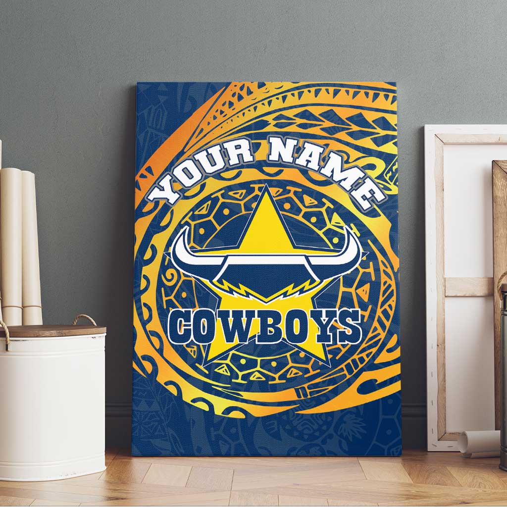 Personalized North Queensland Cowboys Canvas Wall Art Polynesian Tribal Chest and Sleeve Tattoo