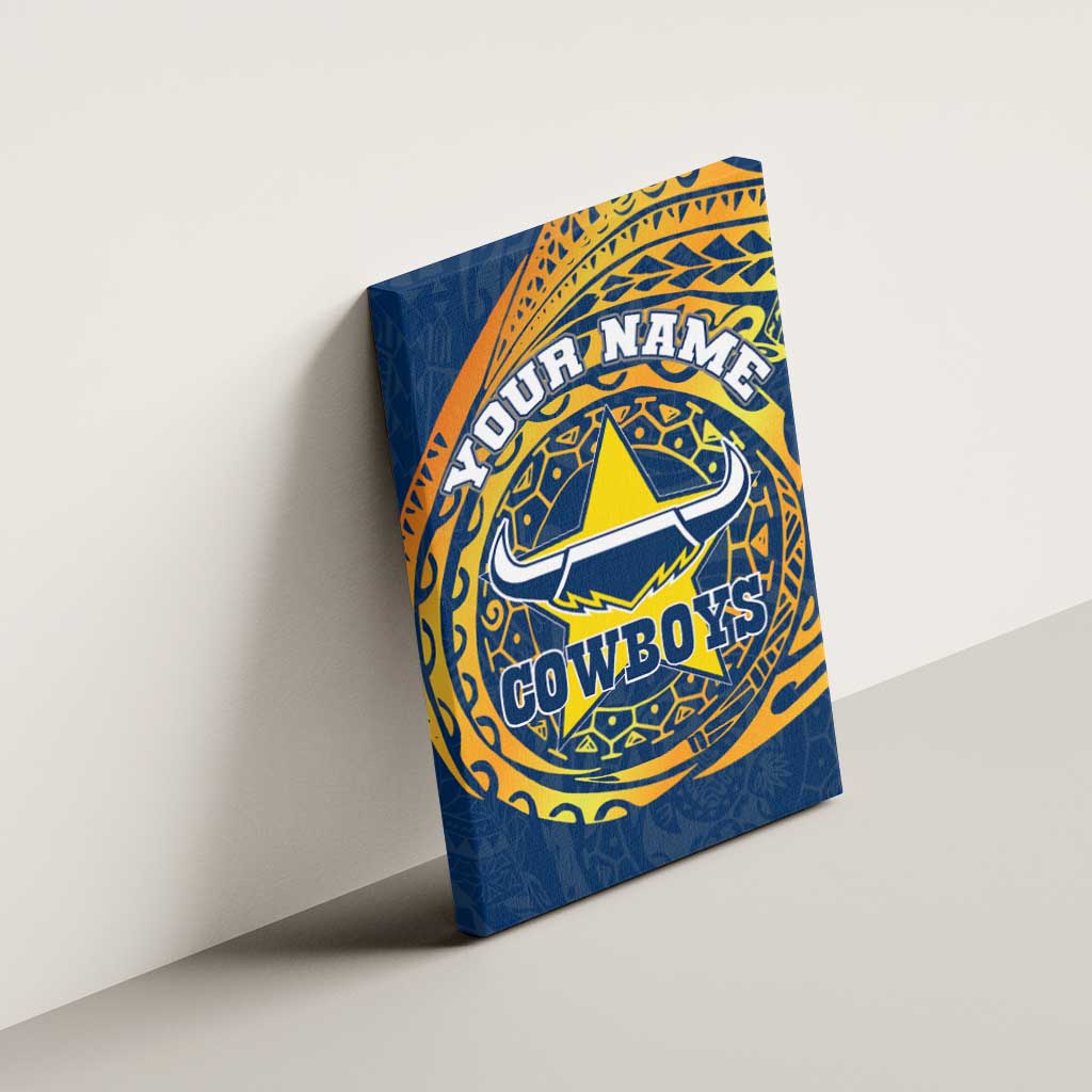 Personalized North Queensland Cowboys Canvas Wall Art Polynesian Tribal Chest and Sleeve Tattoo