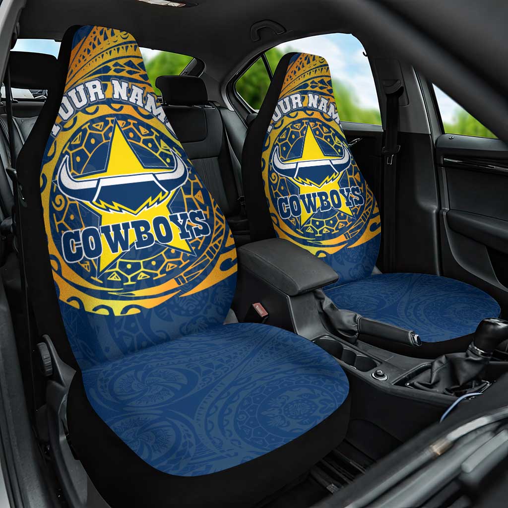 Personalized North Queensland Cowboys Car Seat Cover Polynesian Tribal Chest and Sleeve Tattoo