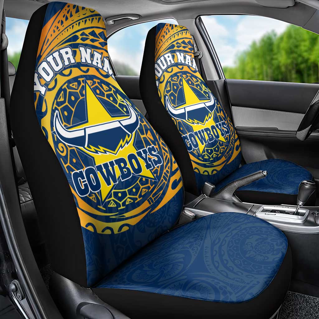 Personalized North Queensland Cowboys Car Seat Cover Polynesian Tribal Chest and Sleeve Tattoo