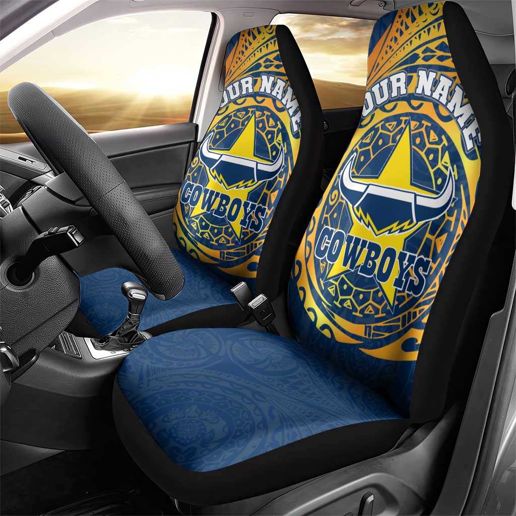 Personalized North Queensland Cowboys Car Seat Cover Polynesian Tribal Chest and Sleeve Tattoo