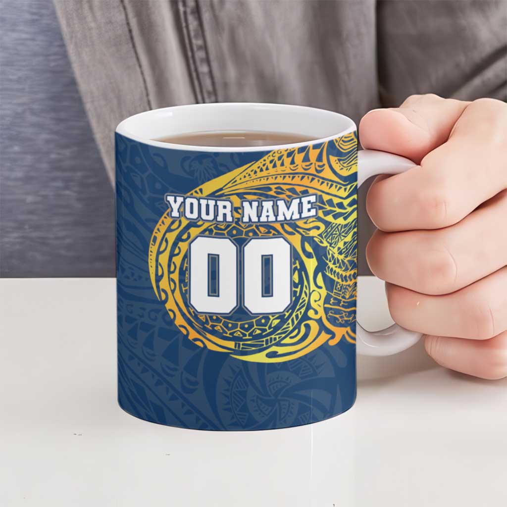 Personalized North Queensland Cowboys Ceramic Mug Polynesian Tribal Chest and Sleeve Tattoo