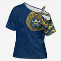 Personalized North Queensland Cowboys Cross Shoulder Shirt Polynesian Tribal Chest and Sleeve Tattoo