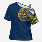 Personalized North Queensland Cowboys Cross Shoulder Shirt Polynesian Tribal Chest and Sleeve Tattoo