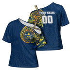 Personalized North Queensland Cowboys Cross Shoulder Shirt Polynesian Tribal Chest and Sleeve Tattoo