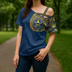 Personalized North Queensland Cowboys Cross Shoulder Shirt Polynesian Tribal Chest and Sleeve Tattoo