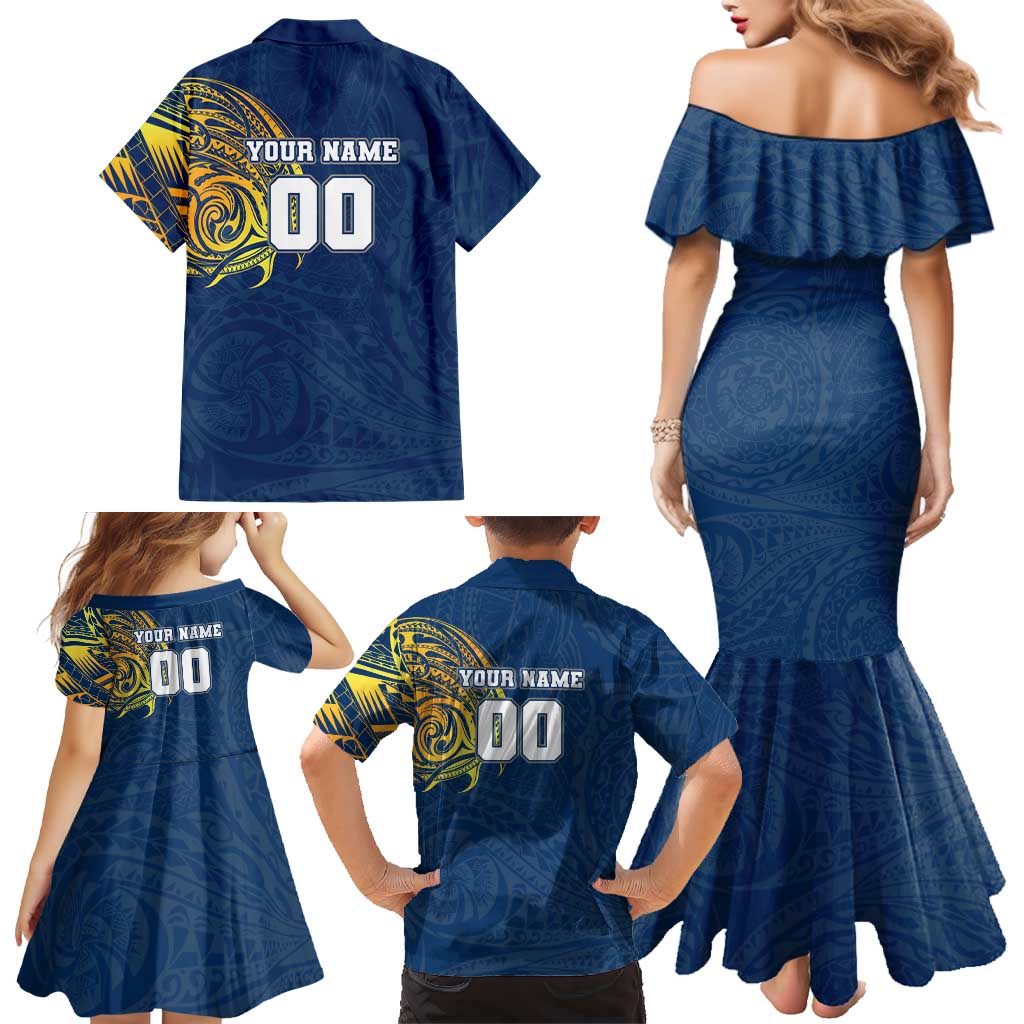 Personalized North Queensland Cowboys Family Matching Mermaid Dress and Hawaiian Shirt Polynesian Tribal Chest and Sleeve Tattoo