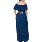 Personalized North Queensland Cowboys Family Matching Off Shoulder Maxi Dress and Hawaiian Shirt Polynesian Tribal Chest and Sleeve Tattoo