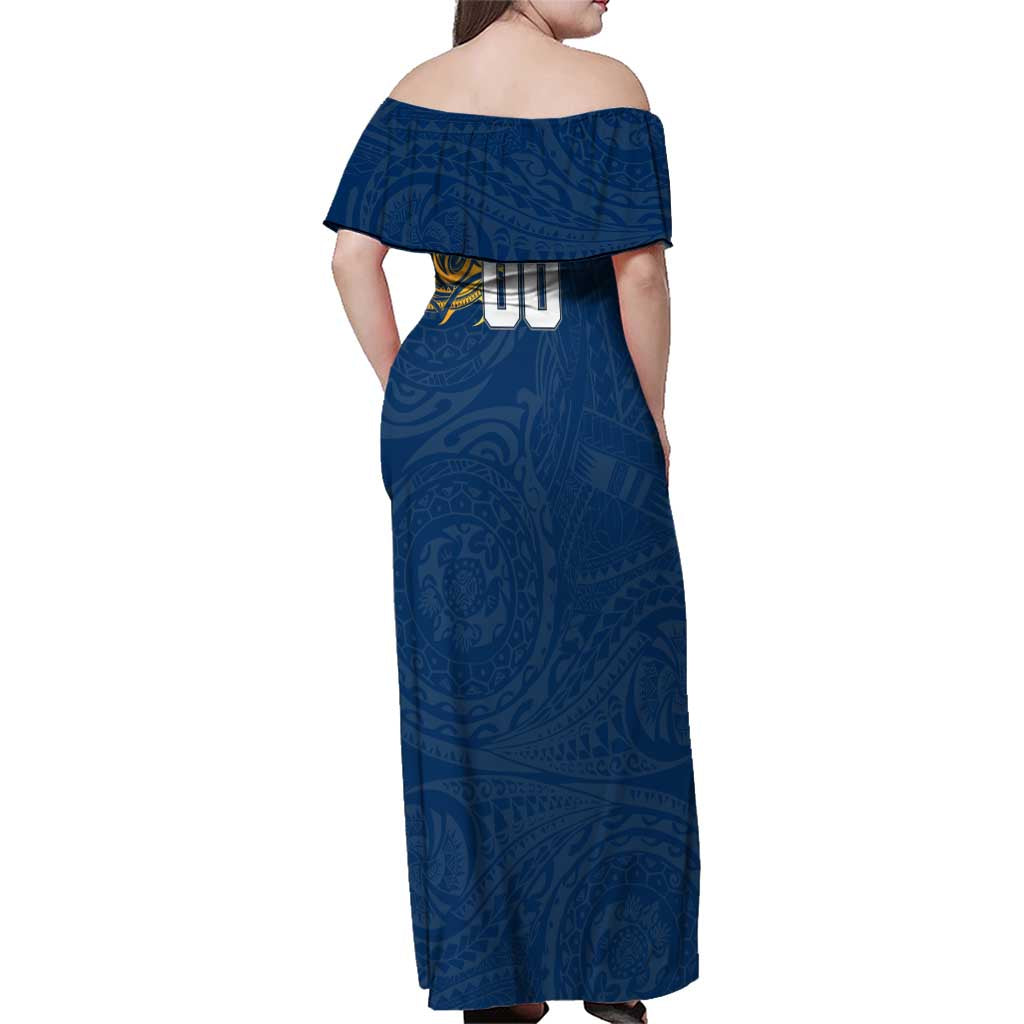 Personalized North Queensland Cowboys Family Matching Off Shoulder Maxi Dress and Hawaiian Shirt Polynesian Tribal Chest and Sleeve Tattoo