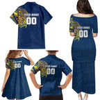 Personalized North Queensland Cowboys Family Matching Puletasi and Hawaiian Shirt Polynesian Tribal Chest and Sleeve Tattoo