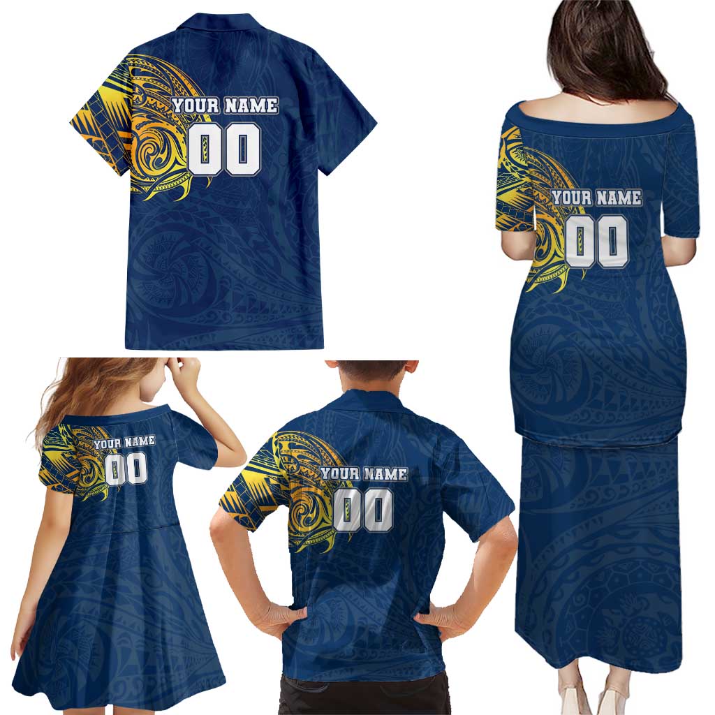 Personalized North Queensland Cowboys Family Matching Puletasi and Hawaiian Shirt Polynesian Tribal Chest and Sleeve Tattoo