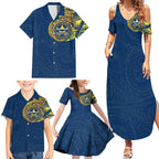 Personalized North Queensland Cowboys Family Matching Summer Maxi Dress and Hawaiian Shirt Polynesian Tribal Chest and Sleeve Tattoo