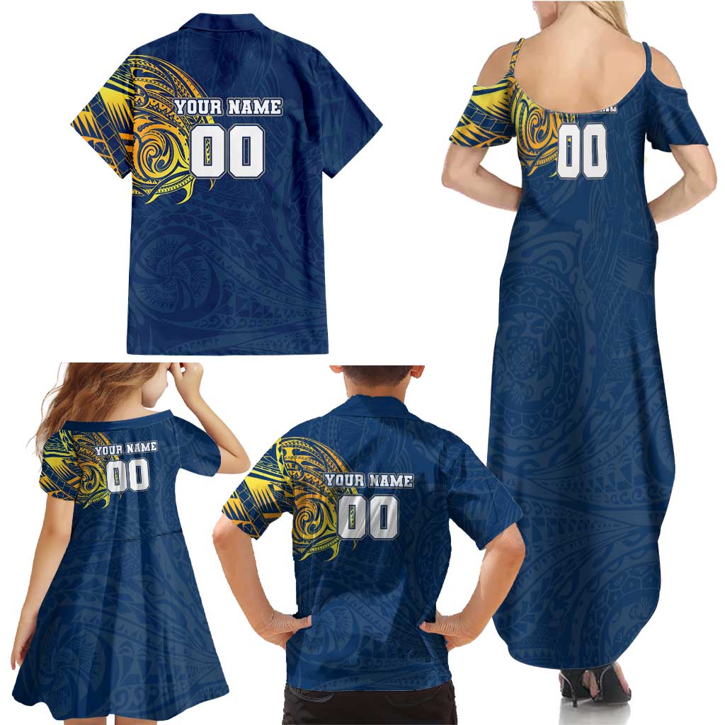 Personalized North Queensland Cowboys Family Matching Summer Maxi Dress and Hawaiian Shirt Polynesian Tribal Chest and Sleeve Tattoo