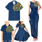 Personalized North Queensland Cowboys Family Matching Tank Maxi Dress and Hawaiian Shirt Polynesian Tribal Chest and Sleeve Tattoo