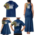 Personalized North Queensland Cowboys Family Matching Tank Maxi Dress and Hawaiian Shirt Polynesian Tribal Chest and Sleeve Tattoo