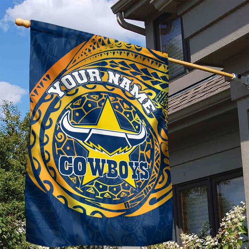 Personalized North Queensland Cowboys Garden Flag Polynesian Tribal Chest and Sleeve Tattoo