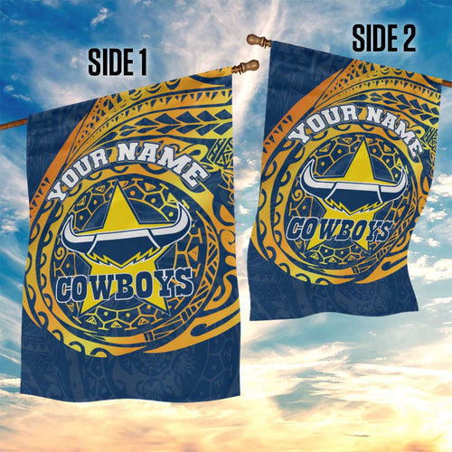Personalized North Queensland Cowboys Garden Flag Polynesian Tribal Chest and Sleeve Tattoo