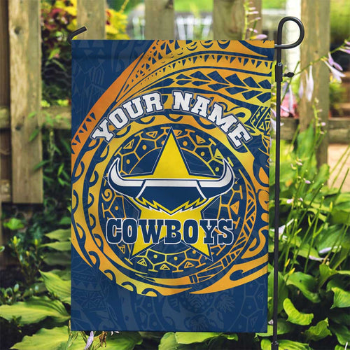 Personalized North Queensland Cowboys Garden Flag Polynesian Tribal Chest and Sleeve Tattoo
