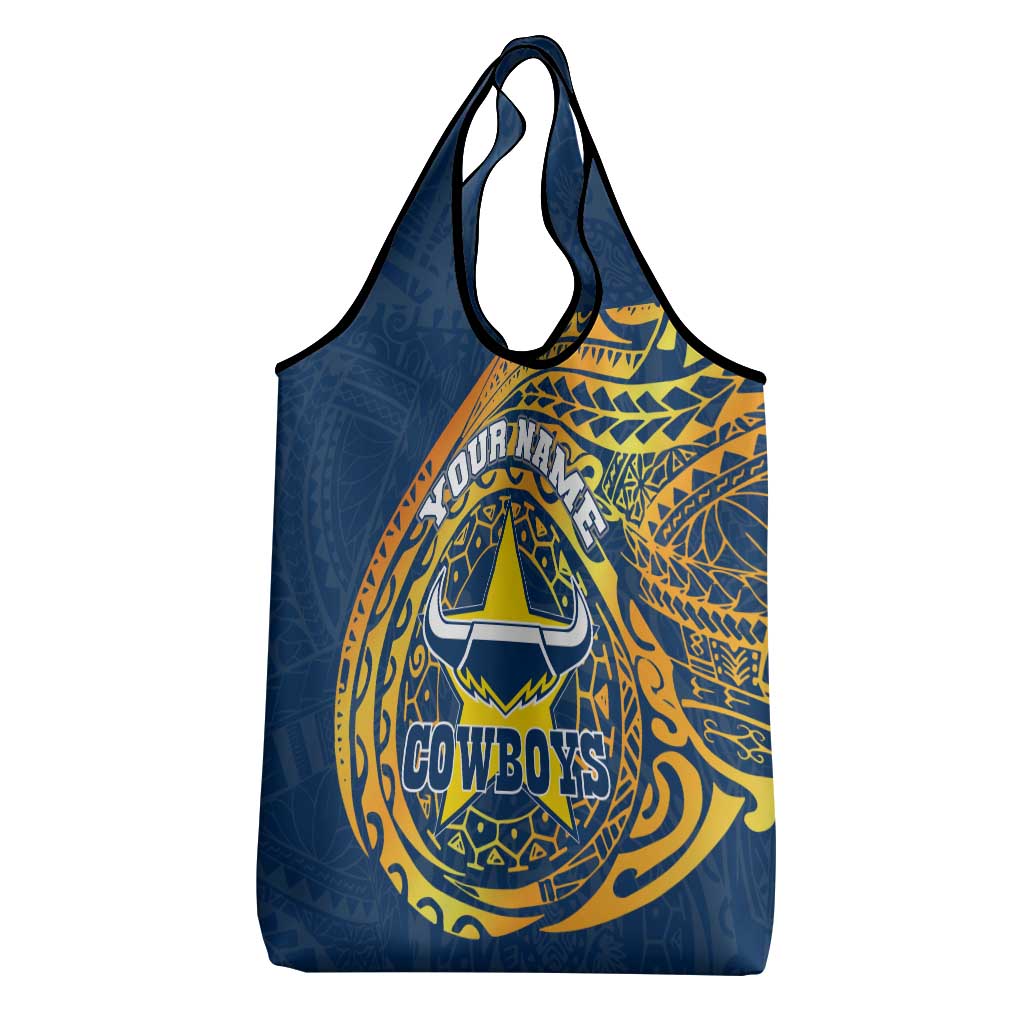 Personalized North Queensland Cowboys Grocery Bag Polynesian Tribal Chest and Sleeve Tattoo