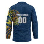 Personalized North Queensland Cowboys Hockey Jersey Polynesian Tribal Chest and Sleeve Tattoo