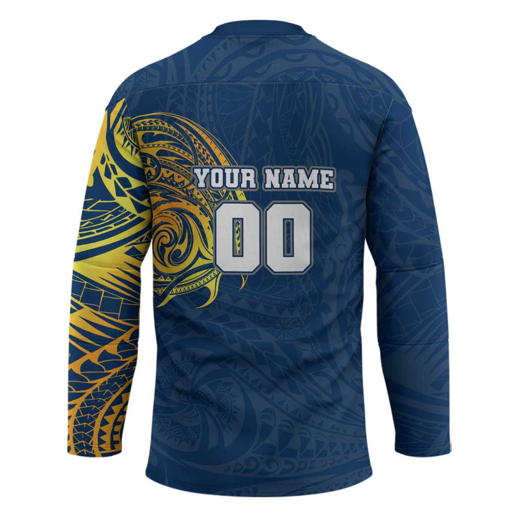 Personalized North Queensland Cowboys Hockey Jersey Polynesian Tribal Chest and Sleeve Tattoo