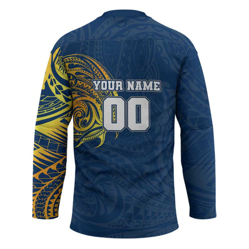 Personalized North Queensland Cowboys Hockey Jersey Polynesian Tribal Chest and Sleeve Tattoo