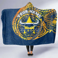 Personalized North Queensland Cowboys Hooded Blanket Polynesian Tribal Chest and Sleeve Tattoo