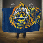Personalized North Queensland Cowboys Hooded Blanket Polynesian Tribal Chest and Sleeve Tattoo