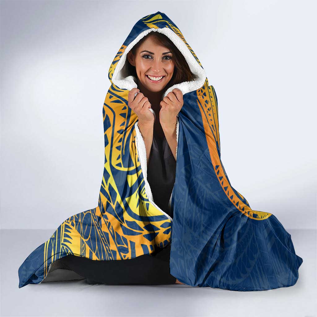 Personalized North Queensland Cowboys Hooded Blanket Polynesian Tribal Chest and Sleeve Tattoo