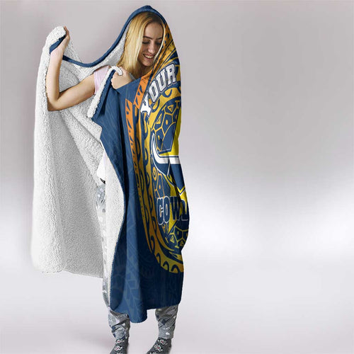 Personalized North Queensland Cowboys Hooded Blanket Polynesian Tribal Chest and Sleeve Tattoo