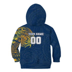 Personalized North Queensland Cowboys Kid Hoodie Polynesian Tribal Chest and Sleeve Tattoo