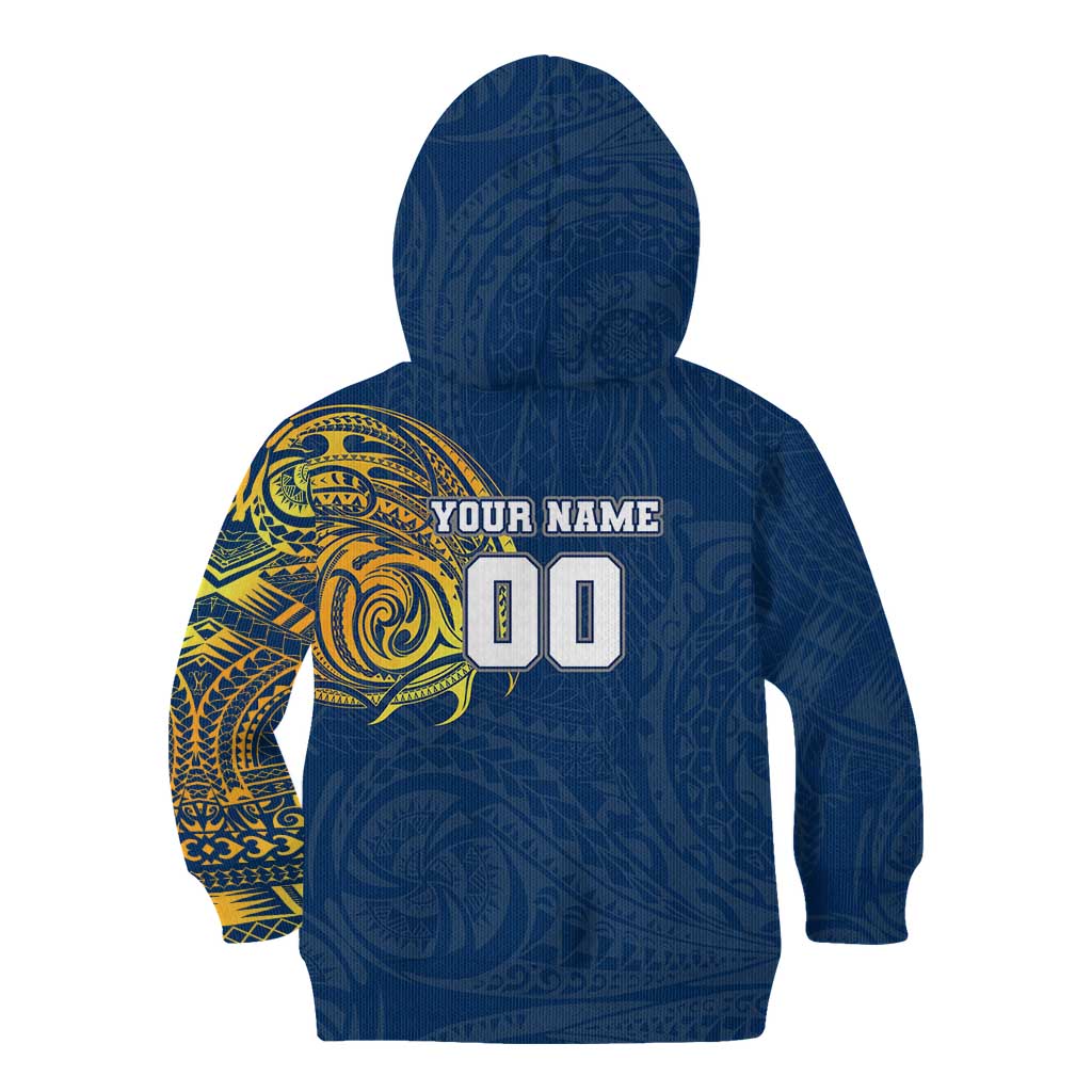 Personalized North Queensland Cowboys Kid Hoodie Polynesian Tribal Chest and Sleeve Tattoo