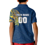 Personalized North Queensland Cowboys Kid Polo Shirt Polynesian Tribal Chest and Sleeve Tattoo