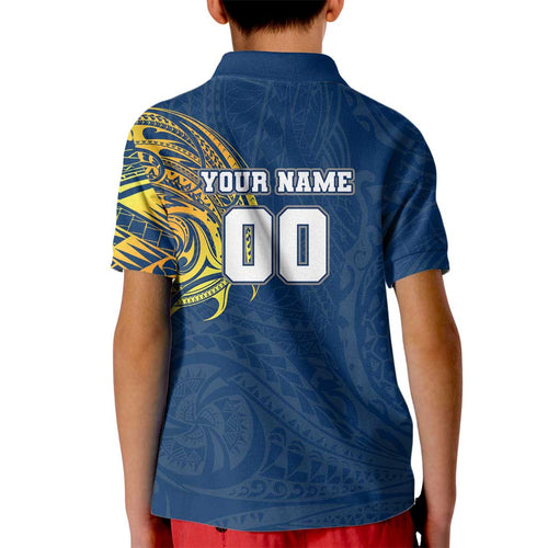 Personalized North Queensland Cowboys Kid Polo Shirt Polynesian Tribal Chest and Sleeve Tattoo