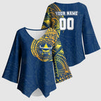 Personalized North Queensland Cowboys Kimono Sleeve Blouse Polynesian Tribal Chest and Sleeve Tattoo