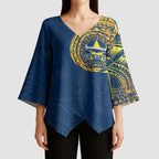 Personalized North Queensland Cowboys Kimono Sleeve Blouse Polynesian Tribal Chest and Sleeve Tattoo
