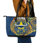 Personalized North Queensland Cowboys Leather Tote Bag Polynesian Tribal Chest and Sleeve Tattoo