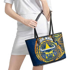 Personalized North Queensland Cowboys Leather Tote Bag Polynesian Tribal Chest and Sleeve Tattoo