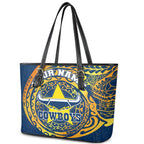 Personalized North Queensland Cowboys Leather Tote Bag Polynesian Tribal Chest and Sleeve Tattoo