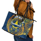 Personalized North Queensland Cowboys Leather Tote Bag Polynesian Tribal Chest and Sleeve Tattoo