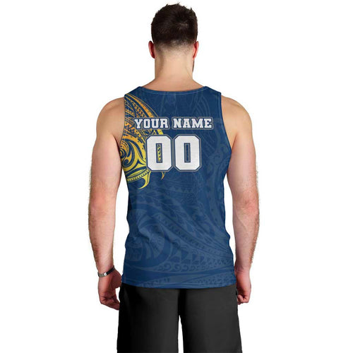 Personalized North Queensland Cowboys Men Tank Top Polynesian Tribal Chest and Sleeve Tattoo